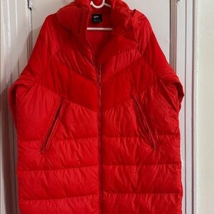 Nike ORANGE long light weight warm Puffer Jacket